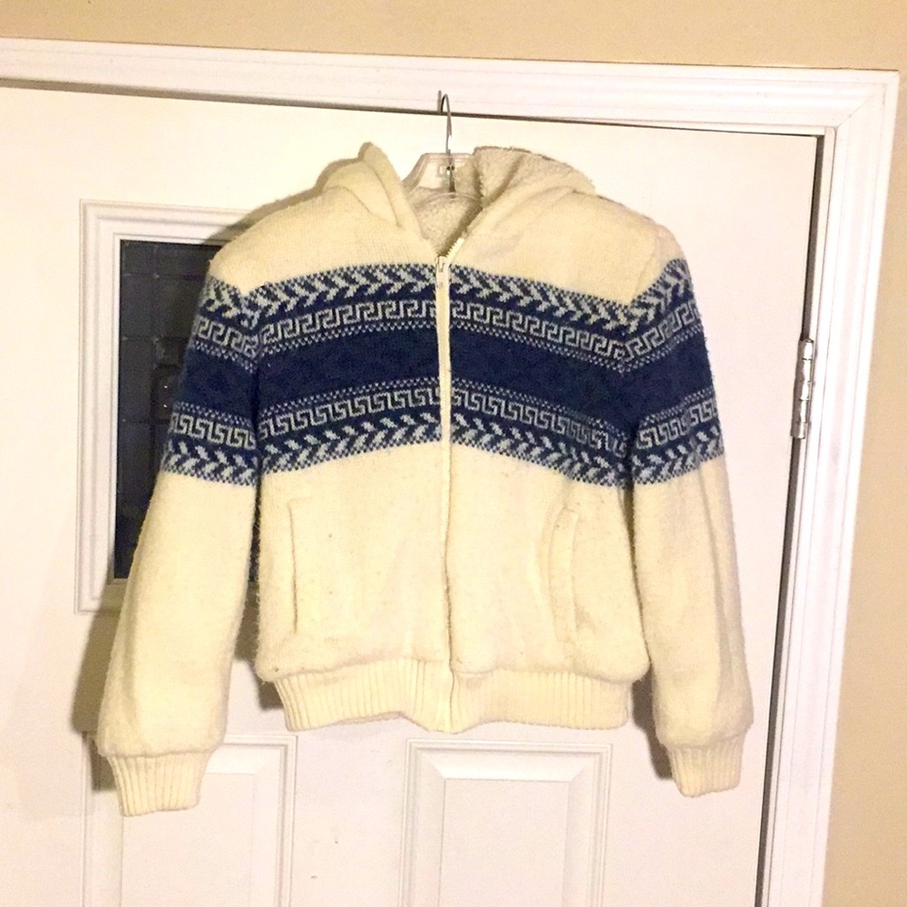 Fleece vintage 80’s Sherpa Greek key coat S